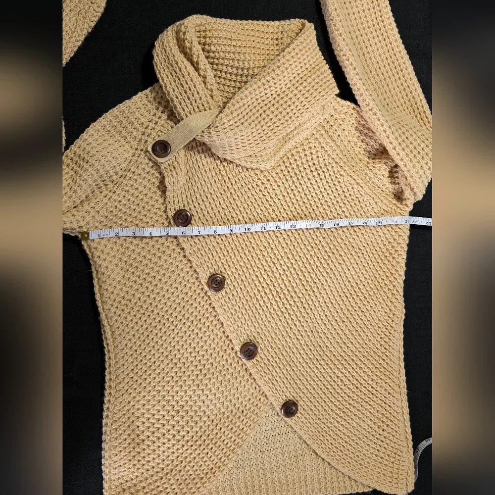 Elegant Tan Asymmetrical Buttoned Sweater